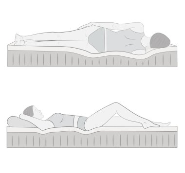 Correct sleeping position on her side. vector illustration. vector Correct sleeping position on her side. vector illustration. vector