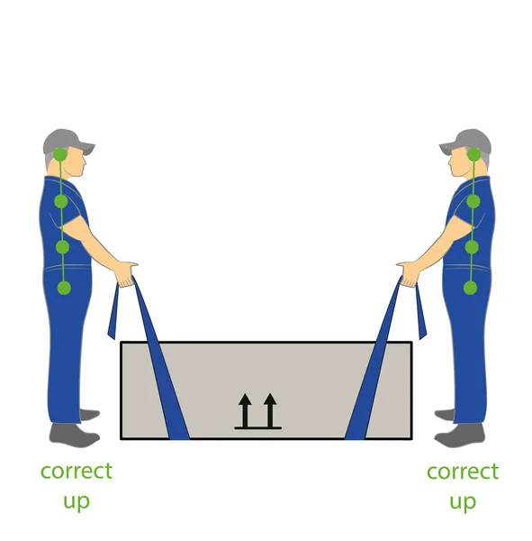 Bonne Posture Pour Levage Toute Sécurité Objet Lourd Soins Santé — Image vectorielle