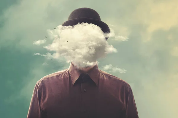 Hombre Cabeza Nube Concepto Surrealista — Foto de Stock