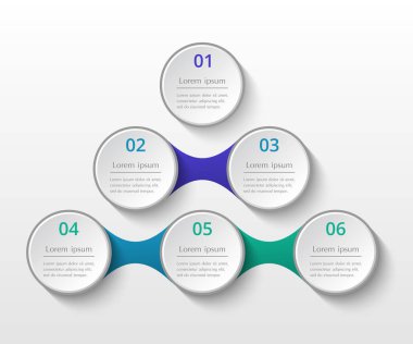 Infographics şablonu. Diyagramı, grafik, sunum ve grafik için Metaball. İş kavramı ile 6 seçenekleri, parçalar, adımları veya işlemler.