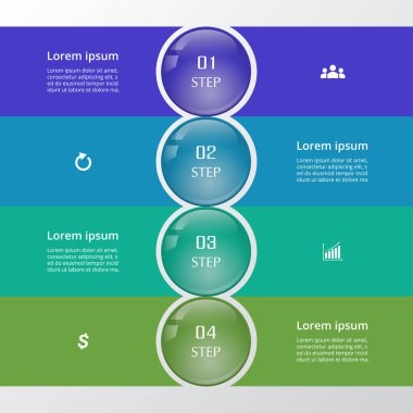 Business Infographics top konsepti. 4 seçeneğe sahip vektör illüstrasyonu web tasarımı ve iş akışı düzeni için kullanılabilir.