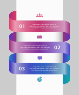Diyagramı, grafik, sunum ve grafik şablonu. İş kavramı 3 seçenekleri, parçalar, adımları veya işlemleri ile