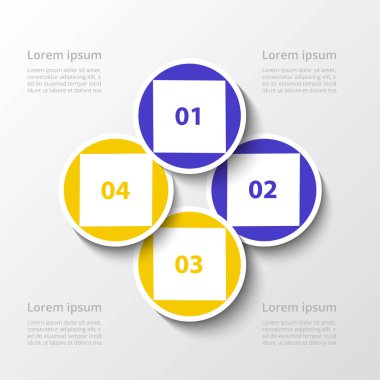 4 seçenek, parça, adım veya işlemle iş verileriniz için bilgi grafiği tasarım öğeleri.