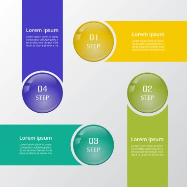 Business Infographics top konsepti. 4 seçeneğe sahip vektör illüstrasyonu web tasarımı ve iş akışı düzeni için kullanılabilir.