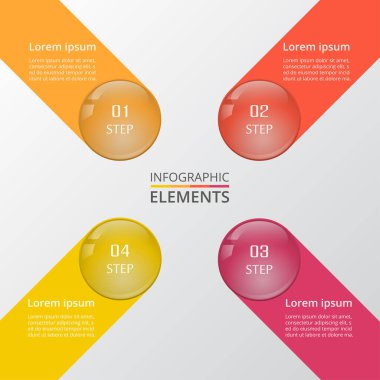 Business Infographics top konsepti. 4 seçeneğe sahip vektör illüstrasyonu web tasarımı ve iş akışı düzeni için kullanılabilir.