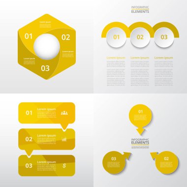 Bilgi elemanlarını veri görselleştirmesi paketle. 3 seçenekli vektör şablonu. Sunumlar, iş süreçleri, iş akışı, diyagram, akış şeması, zaman çizelgesi, pazarlama, eğitim için kullanılabilir.
