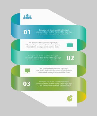 Diyagramı, grafik, sunum ve grafik şablonu. İş kavramı 3 seçenekleri, parçalar, adımları veya işlemleri ile