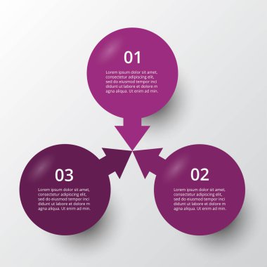 Ticari verileriniz için 3 seçenek, parça, adım veya süreç içeren bilgi tasarım ögeleri.