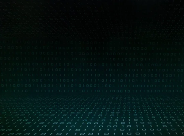 Tela de computador de código binário verde azul — Fotografia de Stock