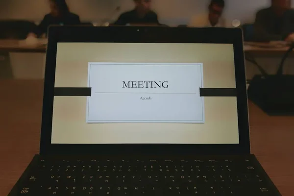 Computer display in a dark tone Business meeting room — Stock Photo, Image