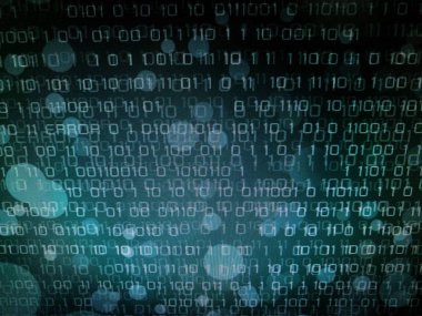 Parlak ışık ve hata iletisi bilgisayar ekran zemin üzerine mavi ikili kod. iş teknoloji kavramı için.