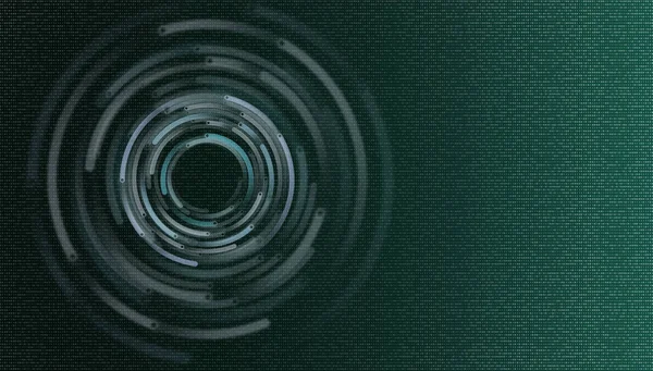 Бинарный цифровой фон для концепции цифровых технологий. циркулярное движение на зеленом синем фоне — стоковое фото
