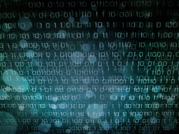 Parlak ışık ve hata iletisi bilgisayar ekran zemin üzerine mavi ikili kod. iş teknoloji kavramı için.