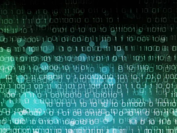 Parlak ışık ve hata iletisi bilgisayar ekran zemin üzerine mavi ikili kod. iş teknoloji kavramı için.