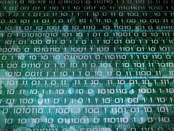 Modrá binárního kódu na pozadí obrazovky počítače s třpytivé světlo a chybové zprávy. pro obchodní technologie koncept. — Stock fotografie