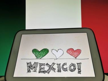 Heart color of Mexico flag. Pray for Mexico, 2017 earthquake. encouragement and well wishing concept.   clipart