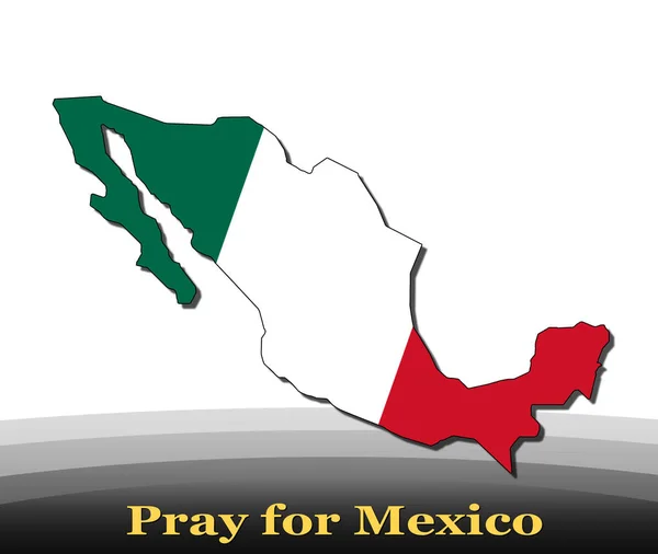Messico colore bandiera sulla forma astratta del paese. Pregate per il Messico, terremoto del 2017. incoraggiamento e concetto ben augurante . — Foto Stock