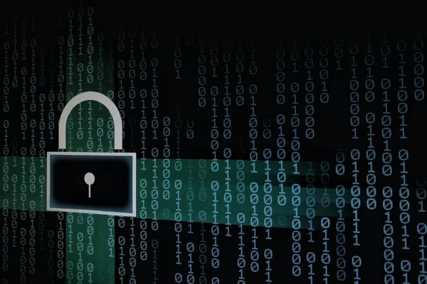 Безопасность Данных Интернет Концепции Безопасности Бинарные Кодовые Номера Иконкой Замка — стоковое фото