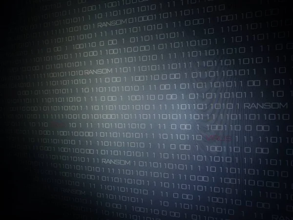 Binární Kód Pozadí Textem Výkupné Virus Zobrazení Obrazovce Počítače — Stock fotografie