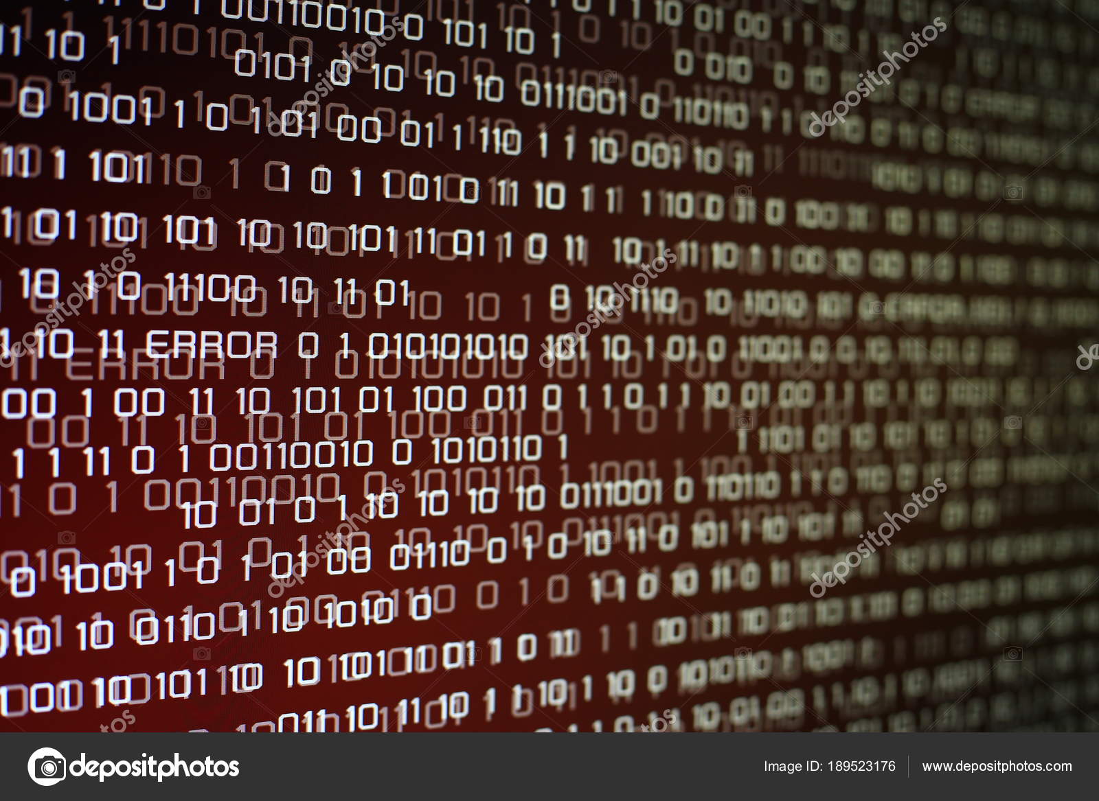 Red Binary Code Computer Screen Glittering Light Error Message Red Stock Photo Image By C Suebsiri