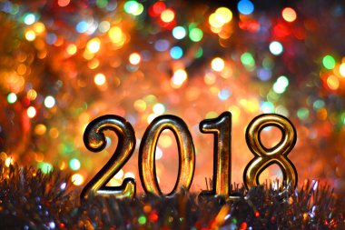 2018 parlak ışık tarihi. Yeni yıl. Noel.