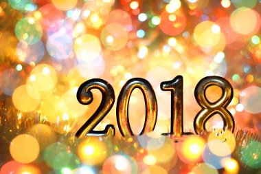 Rakamlar 2018 parlak ışık. Yeni yıl. Noel.