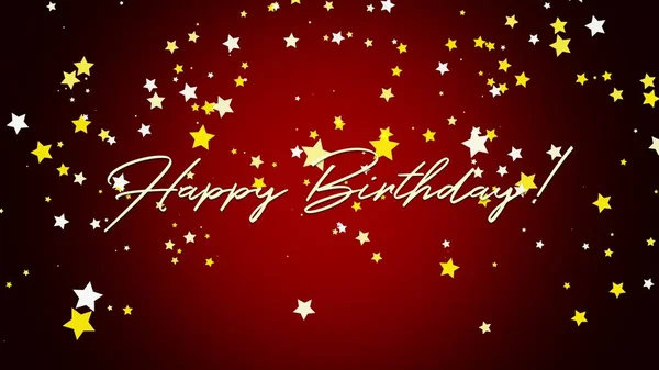 Closeup Happy Birthday text on red background