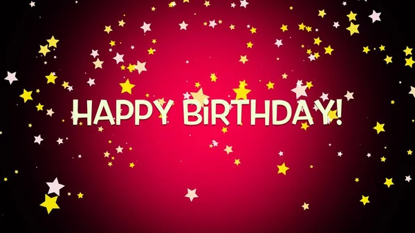 Closeup Happy Birthday text on red background