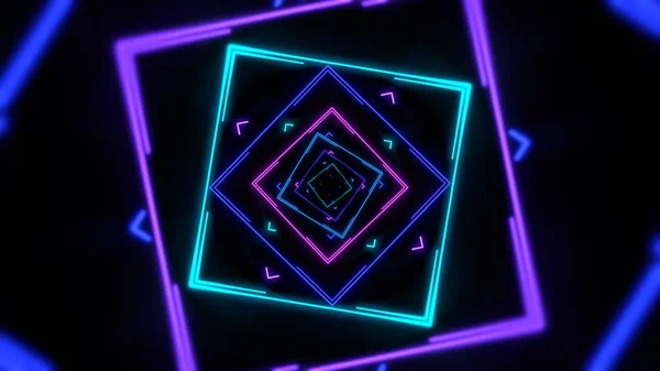 Colorful neon geometric shape in space