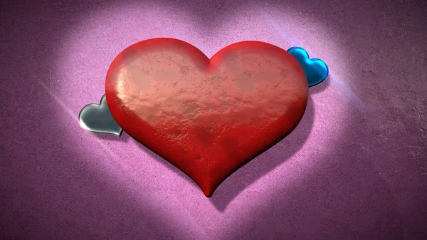 Closeup romantic heart on Valentines day shiny background