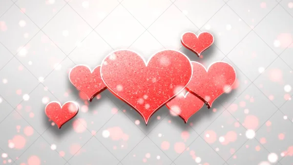 Closeup romantic heart on Valentines day shiny background