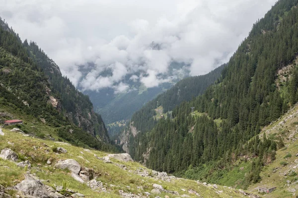 Panorama of mountains on route of Trift Bridge in national park