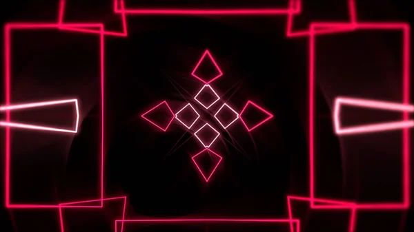 Colorful neon geometric shape in space, abstract background. Elegant and luxury dynamic club style 3D illustration
