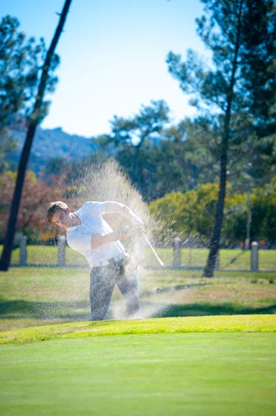 Golfista jugando un tiro chip en el verde —  Fotos de Stock