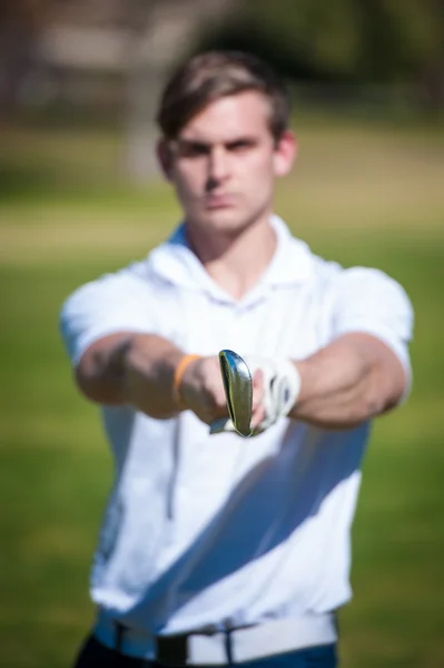 Zár megjelöl kilátás egy férfi golfjátékos — Stock Fotó