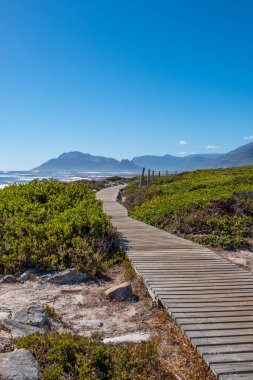 Hout Bay from a beach walkway in Kommitjie, Cape Town, south africa