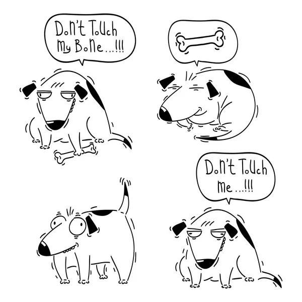 Konuşma baloncuklu sevimli ve komik bir köpek. Vektör illüstrasyonu beyazda izole edildi