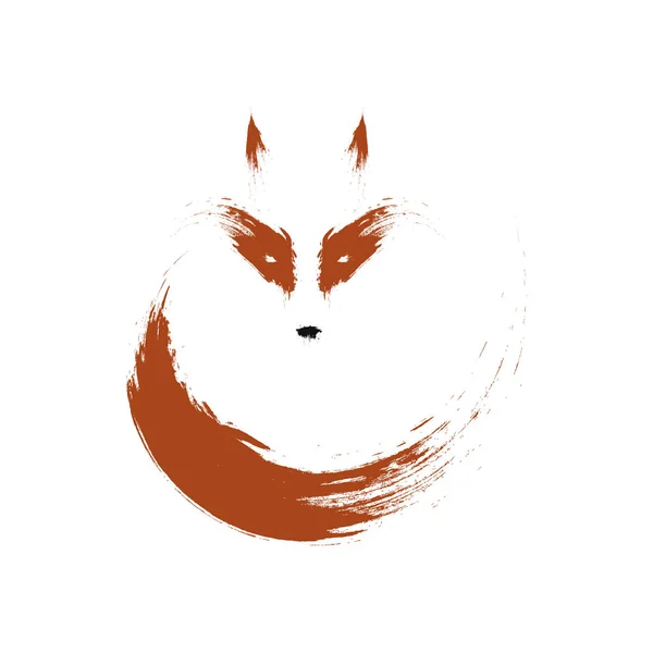 Beyaz üzerine kırmızı tilki eli çizilmiş. Vektör illüstrasyonu