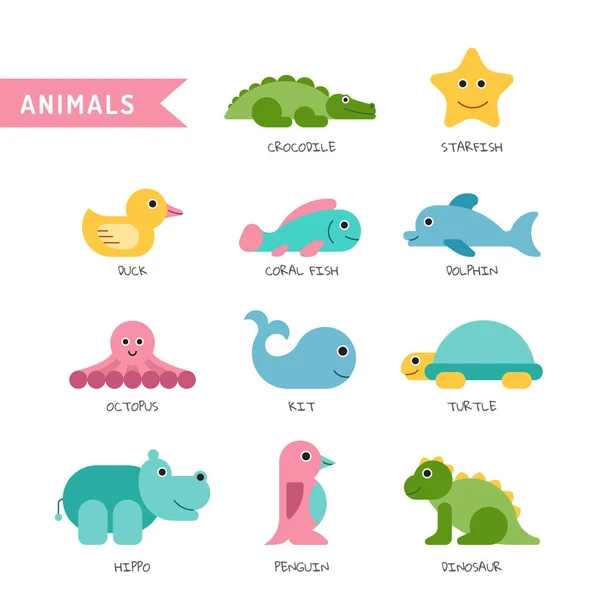 Set cute animals — Stock Vector