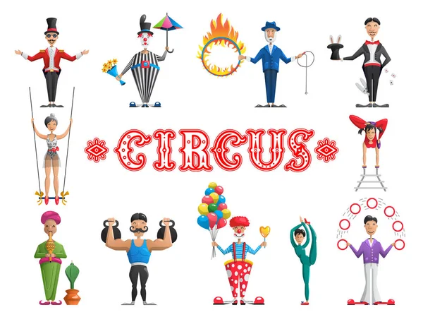 Conjunto de artistas de circo — Vector de stock