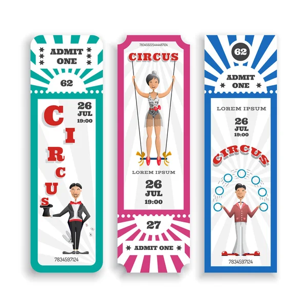 Bilhetes de entrada do circo — Vetor de Stock
