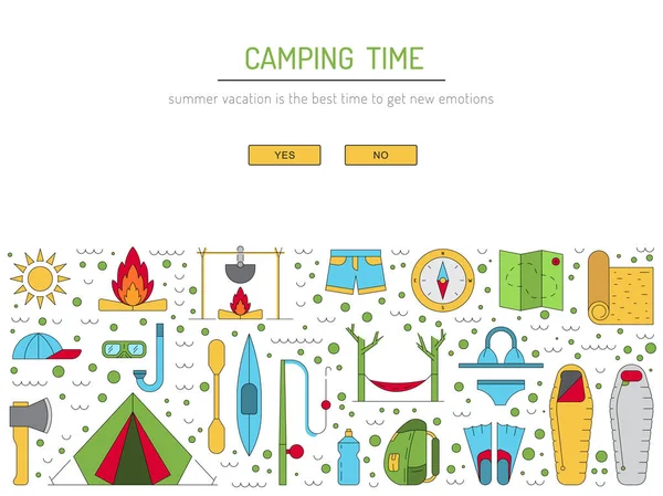 Esquema del icono del camping — Vector de stock