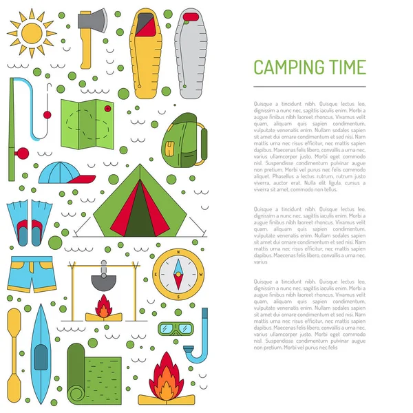 Esquema del icono del camping — Vector de stock