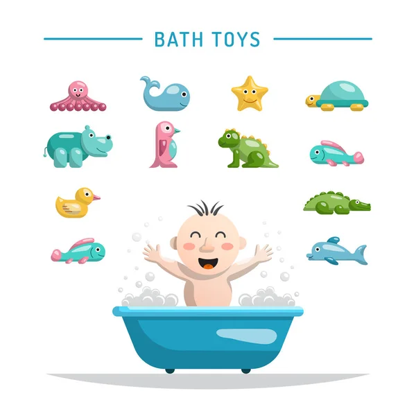 Jouets de bain bébé — Image vectorielle