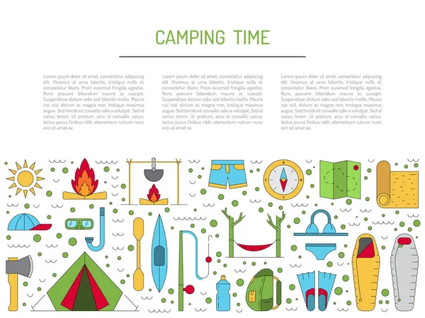 Esquema del icono del camping — Vector de stock