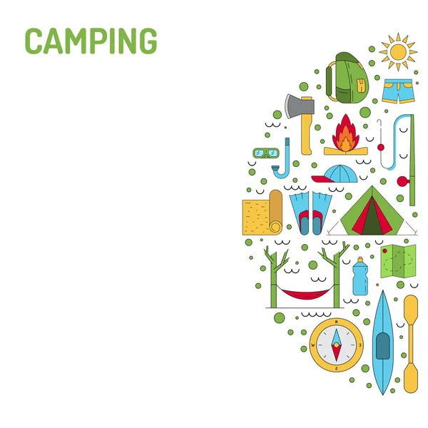 Camping icona contorno — Vettoriale Stock