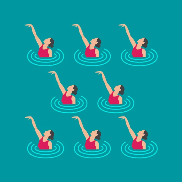 Synchronized swimming performance — Stock Vector