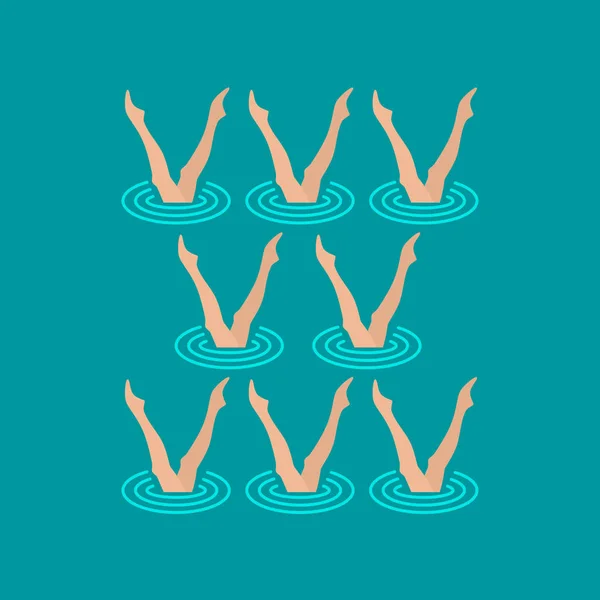 Rendimiento de natación sincronizado — Vector de stock