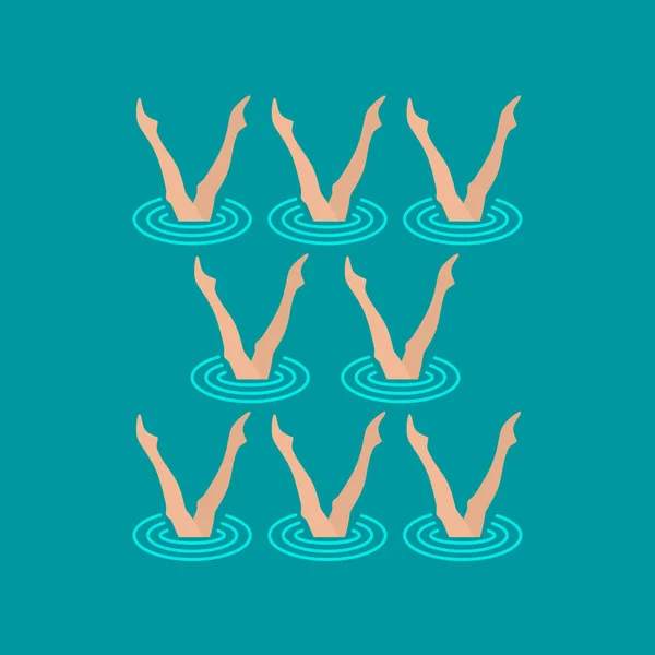 Synchronized swimming performance — Stock Vector