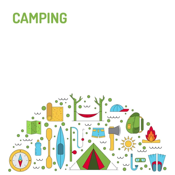 Umrisse der Campingsymbole — Stockvektor